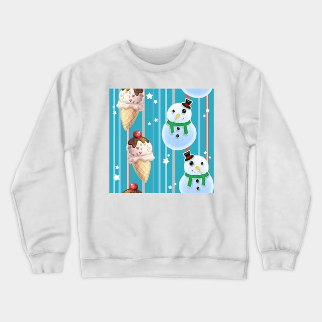 Snowman and Icecream Pattern Crewneck Sweatshirt by saradaboru